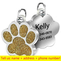 Personalized Dog Cat Tags Engraved Cat Dog Puppy Pet ID Name Collar Tag Pendant Pet Accessories Paw Glitter Pendant