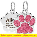 Personalized Dog Cat Tags Engraved Cat Dog Puppy Pet ID Name Collar Tag Pendant Pet Accessories Paw Glitter Pendant