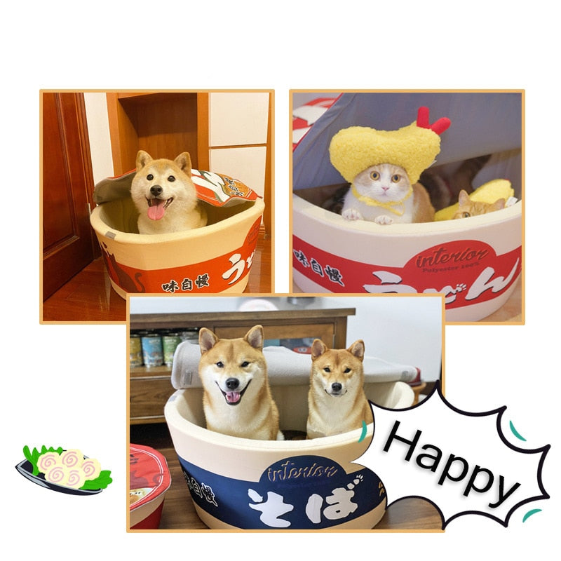 Cute Instant Noodle Pet dog cat House bed Kennel Super Large Warm Dog Cat Nest Beds Cushion Udon Cup Noodle Pet Bed Cozy Cushion