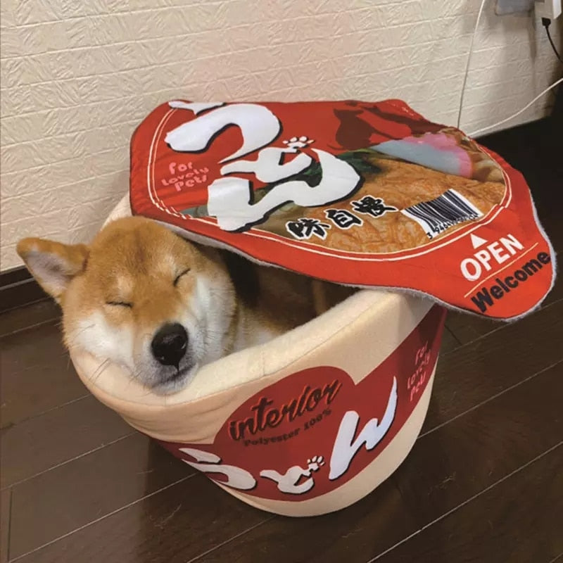 Cute Instant Noodle Pet dog cat House bed Kennel Super Large Warm Dog Cat Nest Beds Cushion Udon Cup Noodle Pet Bed Cozy Cushion