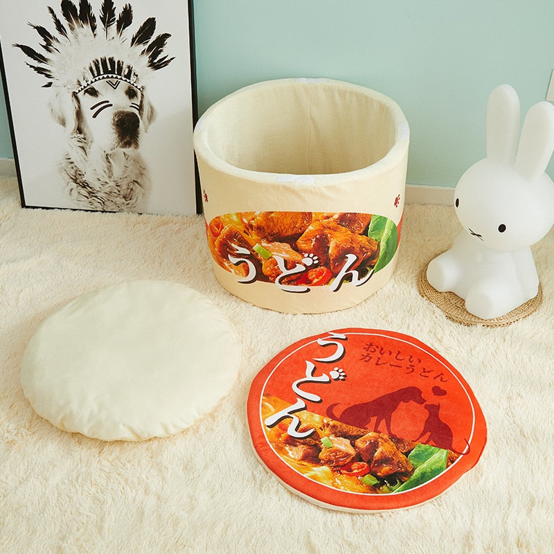 Cute Instant Noodle Pet dog cat House bed Kennel Super Large Warm Dog Cat Nest Beds Cushion Udon Cup Noodle Pet Bed Cozy Cushion