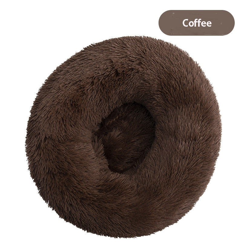 Round Plush Pet Bed: Soft and Washable