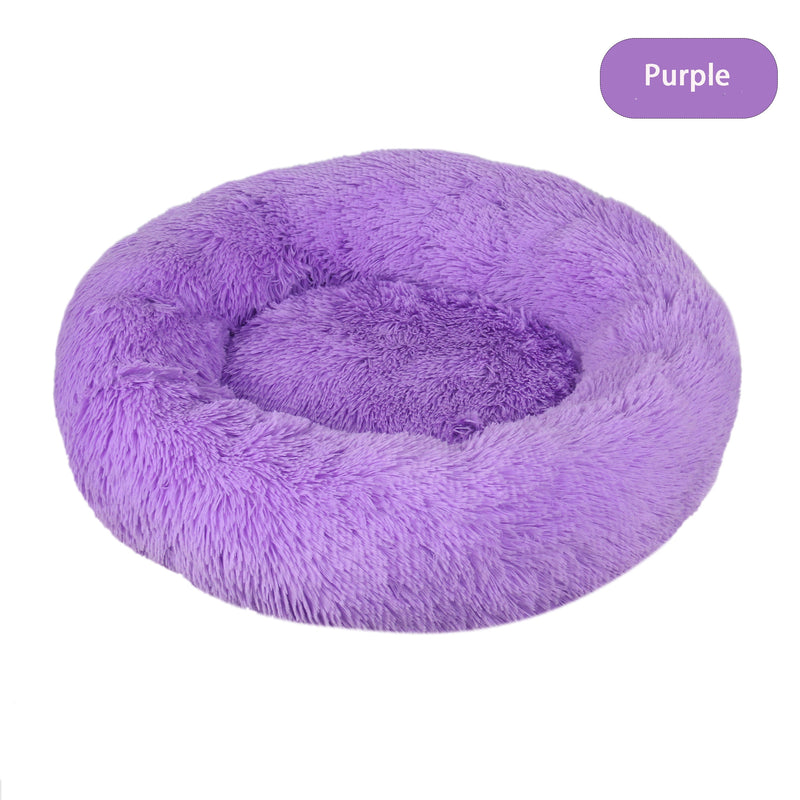 Round Plush Pet Bed: Soft and Washable