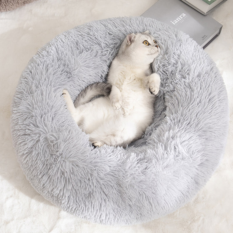 Round Plush Pet Bed: Soft and Washable