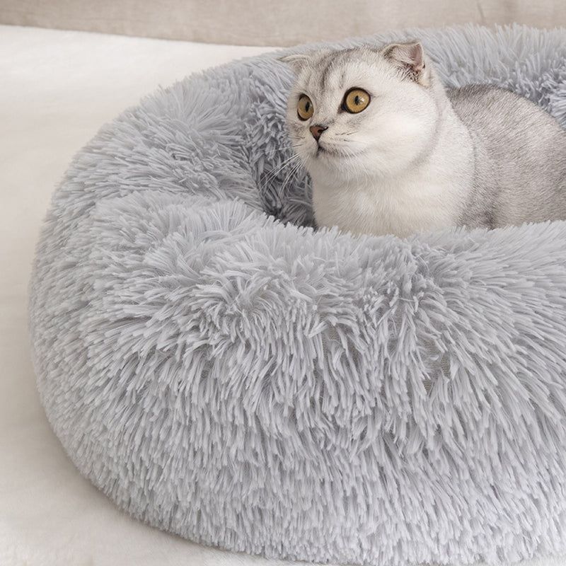 Round Plush Pet Bed: Soft and Washable