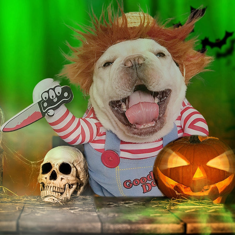 Unleash Your Dog's Inner Killer Doll with our Halloween Costume!